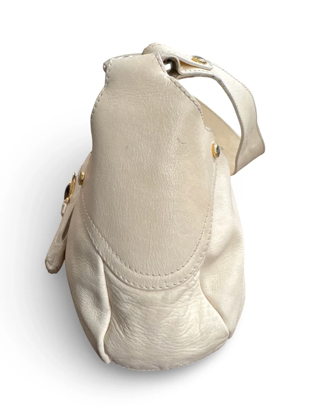 Giuseppe Zanotti Cream Leather Hobo with Gold and Amber Hardware